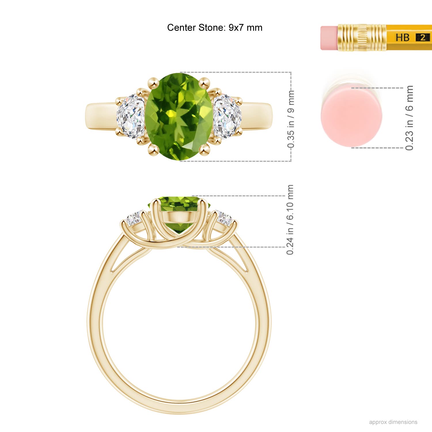 AAAA - Peridot / 2.22 CT / 14 KT Yellow Gold