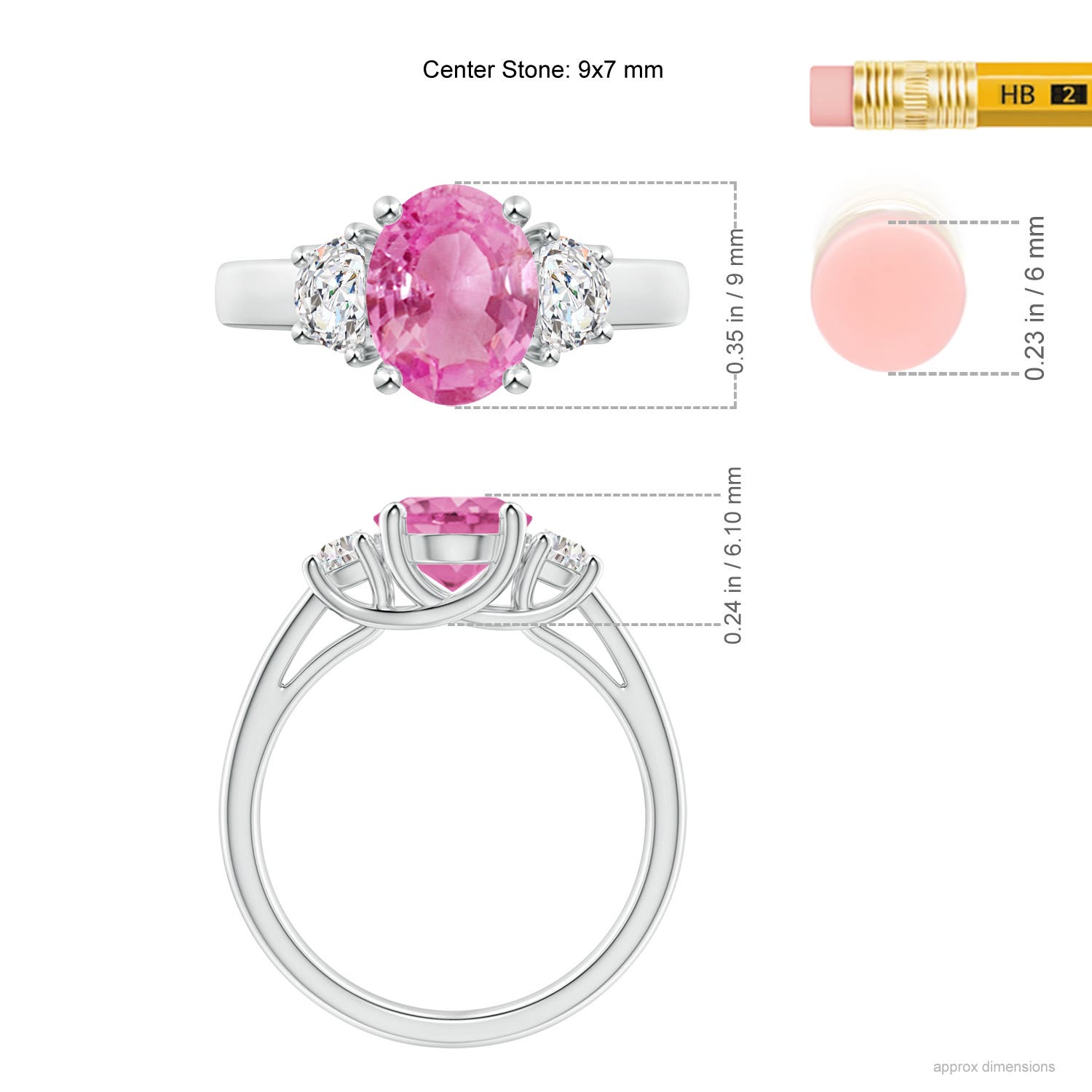 AA - Pink Sapphire / 2.22 CT / 14 KT White Gold