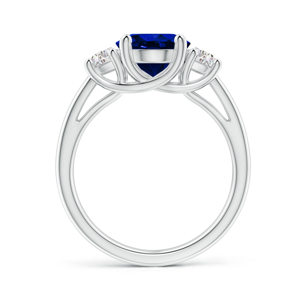 10x8mm Lab-Grown 3 Stone Oval Blue Sapphire and Half Moon Diamond Ring in P950 Platinum - side 199
