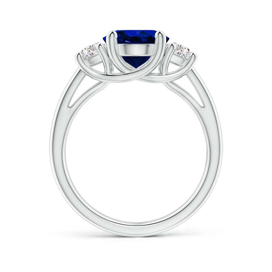10x8mm Lab-Grown 3 Stone Oval Blue Sapphire and Half Moon Diamond Ring in P950 Platinum side 199