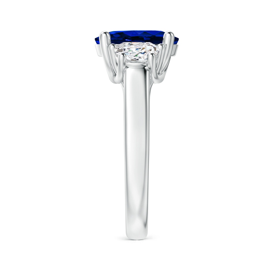 10x8mm Lab-Grown 3 Stone Oval Blue Sapphire and Half Moon Diamond Ring in P950 Platinum side 299