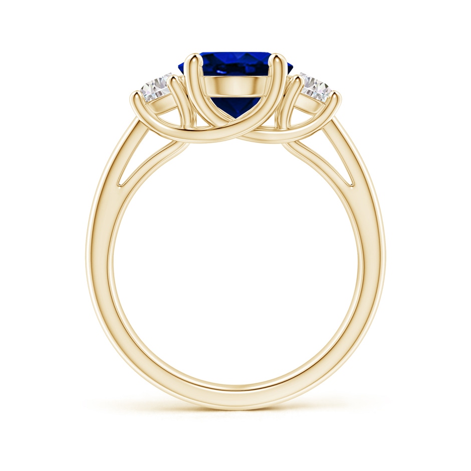 10x8mm Lab-Grown 3 Stone Oval Blue Sapphire and Half Moon Diamond Ring in Yellow Gold side 199