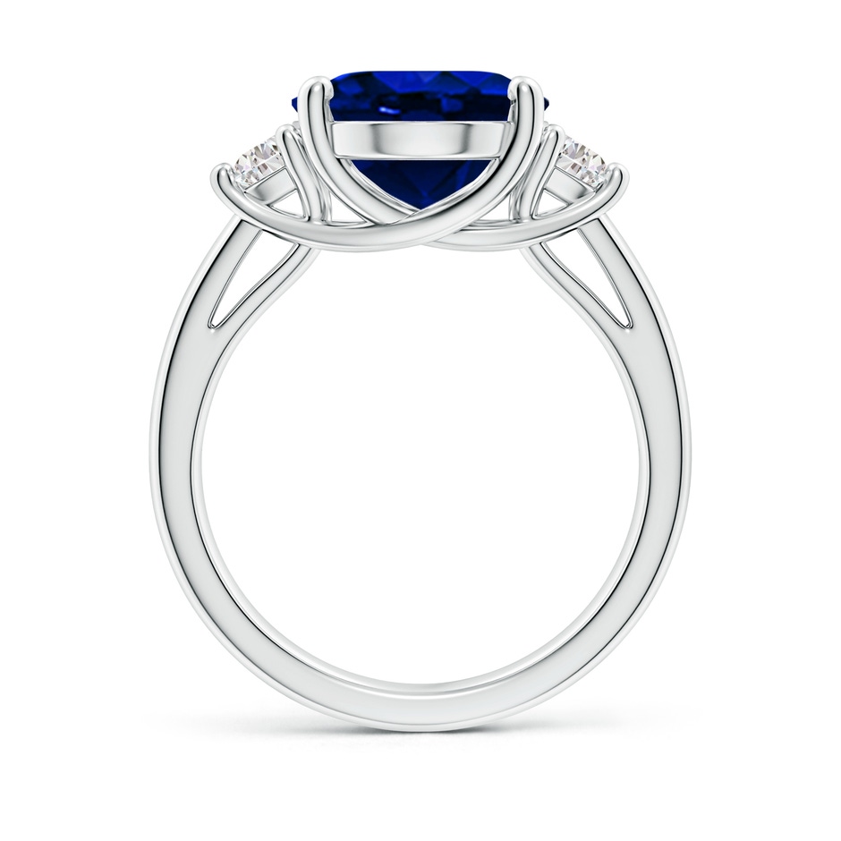 12x10mm Lab-Grown 3 Stone Oval Blue Sapphire and Half Moon Diamond Ring in White Gold side 199