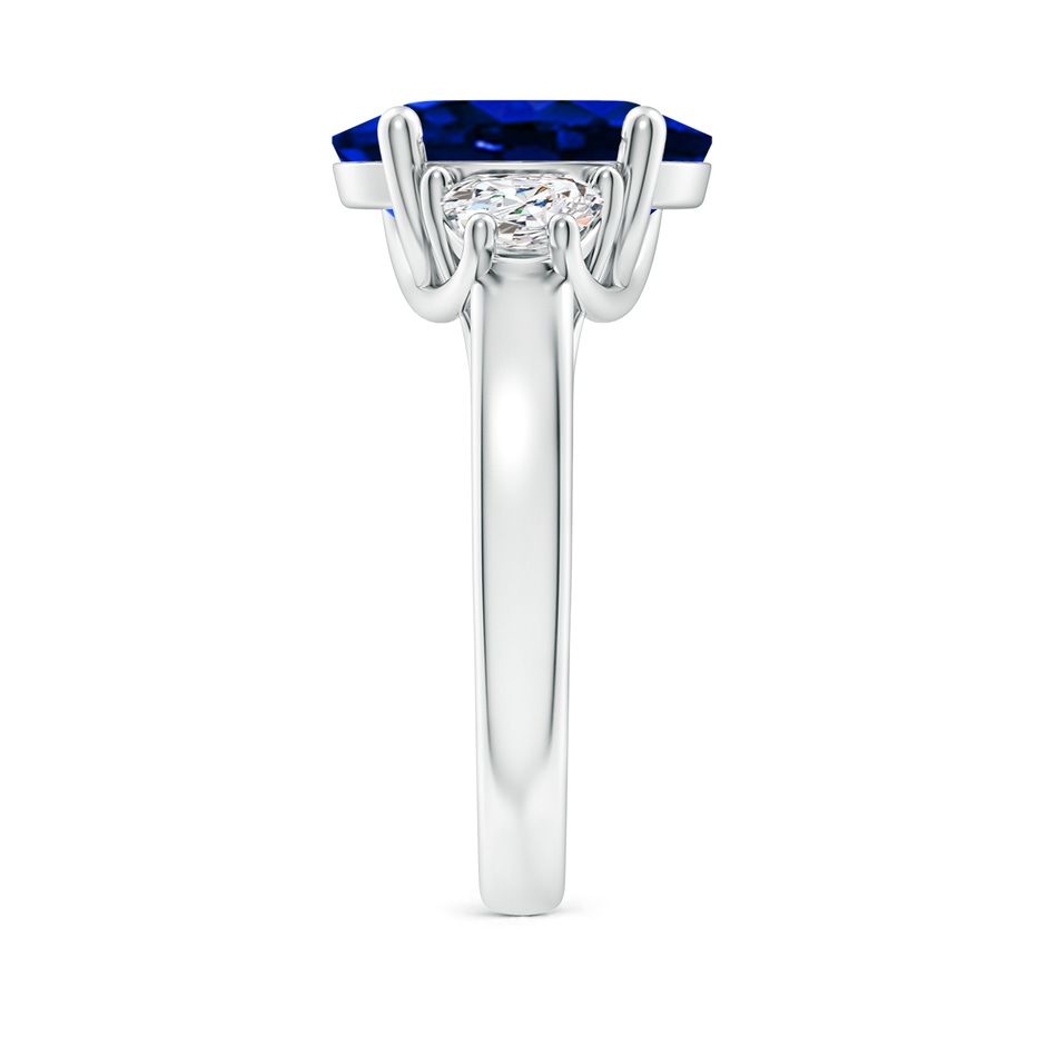 12x10mm Lab-Grown 3 Stone Oval Blue Sapphire and Half Moon Diamond Ring in White Gold side 299