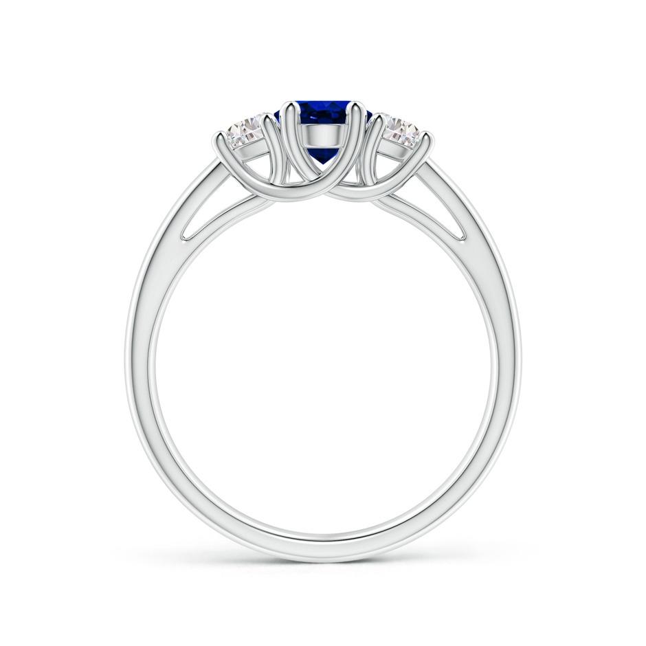 7x5mm Lab-Grown 3 Stone Oval Blue Sapphire and Half Moon Diamond Ring in White Gold side 199