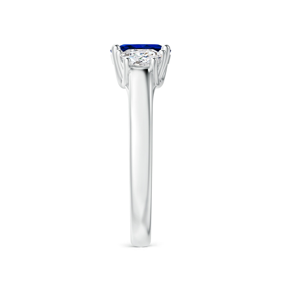 7x5mm Lab-Grown 3 Stone Oval Blue Sapphire and Half Moon Diamond Ring in White Gold side 299