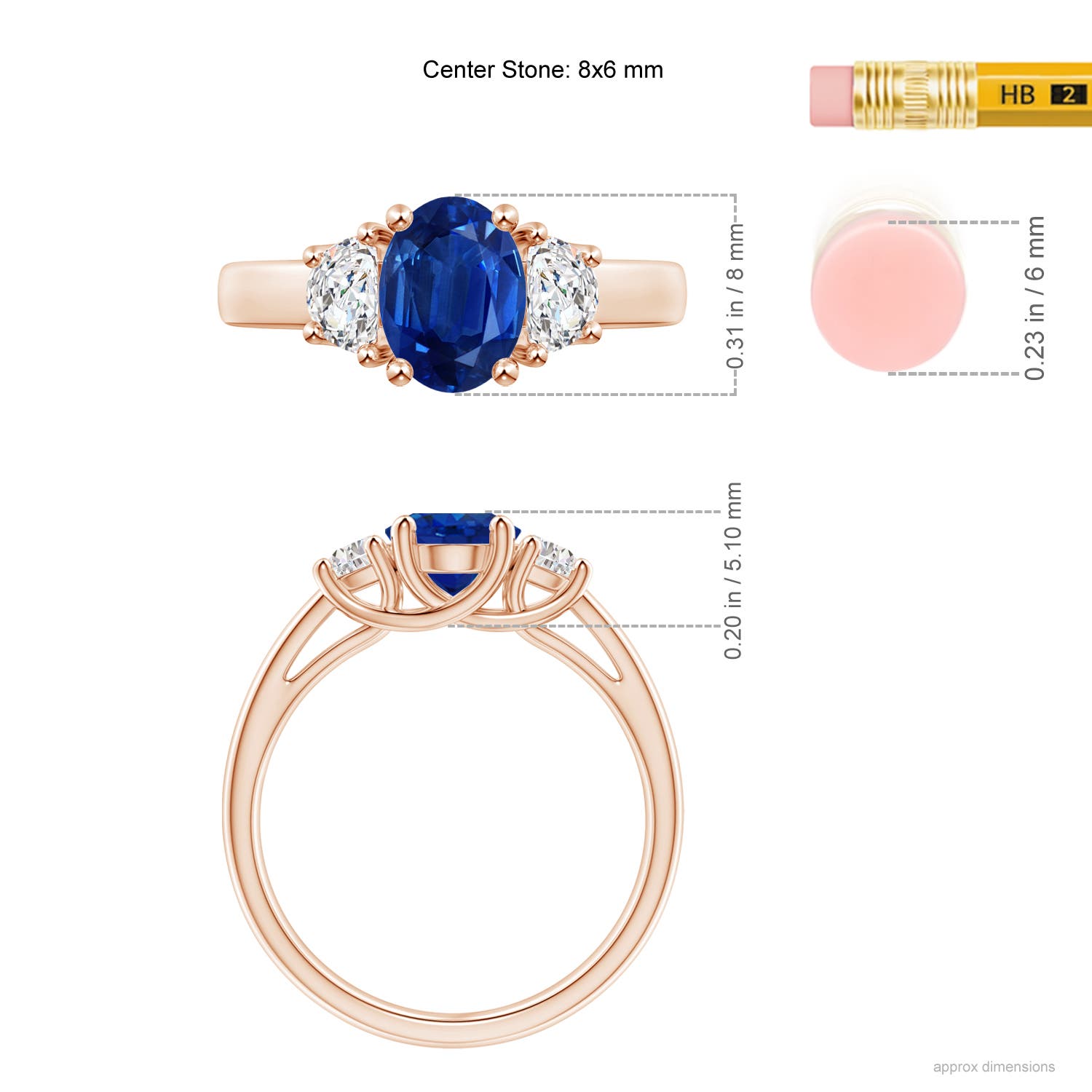 AAA - Blue Sapphire / 2.01 CT / 14 KT Rose Gold