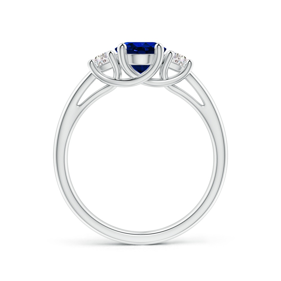 8x6mm Lab-Grown 3 Stone Oval Blue Sapphire and Half Moon Diamond Ring in P950 Platinum side 199