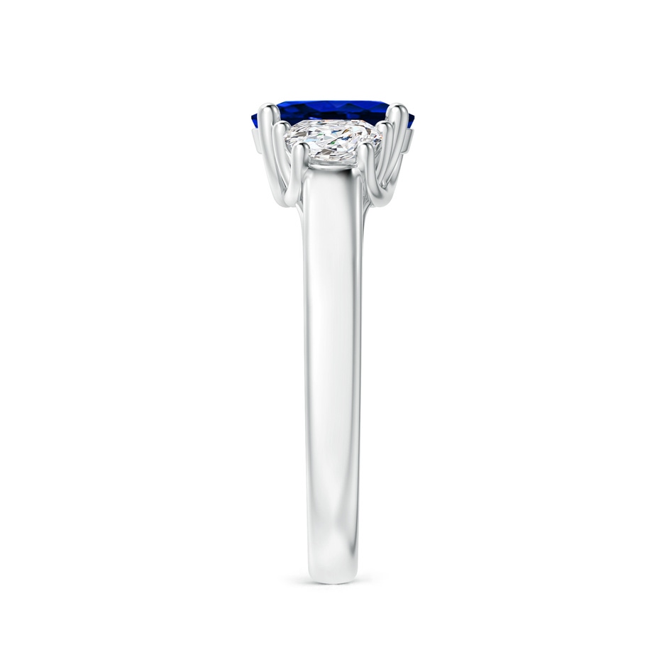 8x6mm Lab-Grown 3 Stone Oval Blue Sapphire and Half Moon Diamond Ring in P950 Platinum side 299
