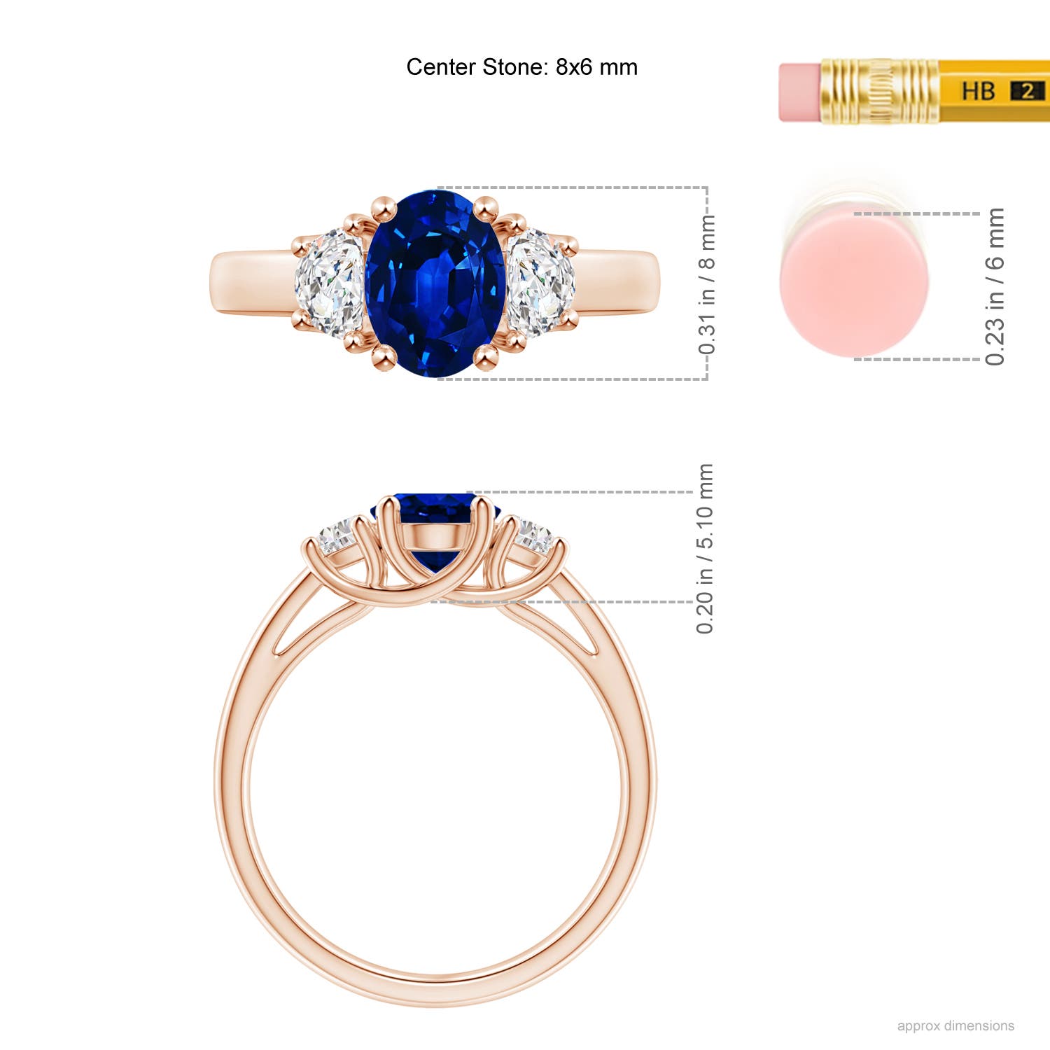 AAAA - Blue Sapphire / 2.01 CT / 14 KT Rose Gold