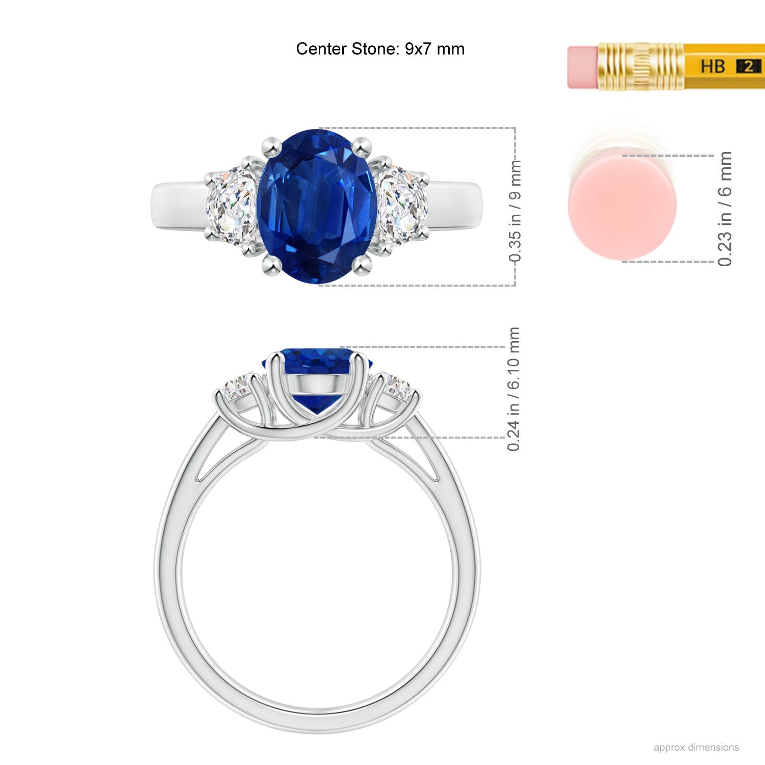 AAA - Blue Sapphire / 2.46 CT / 14 KT White Gold