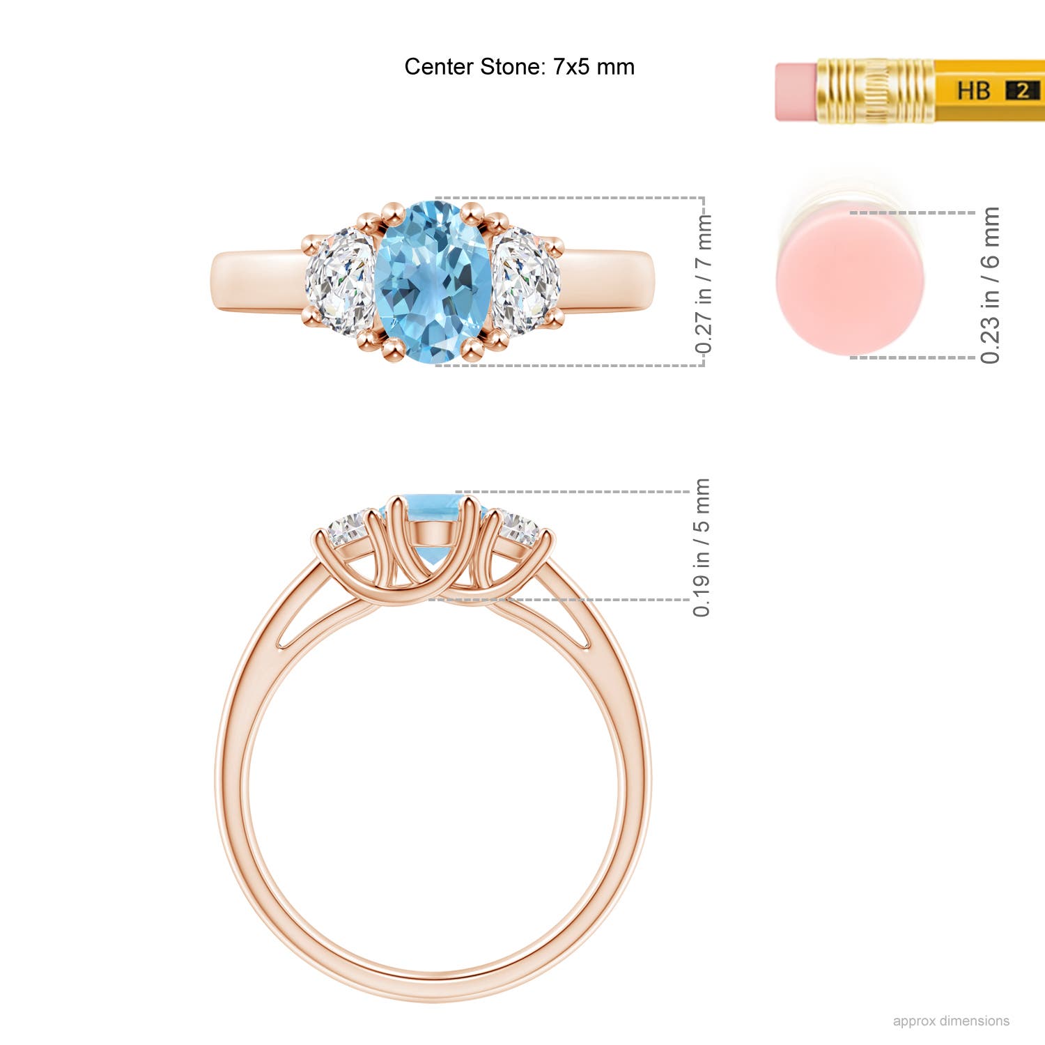 A - Swiss Blue Topaz / 1.27 CT / 14 KT Rose Gold