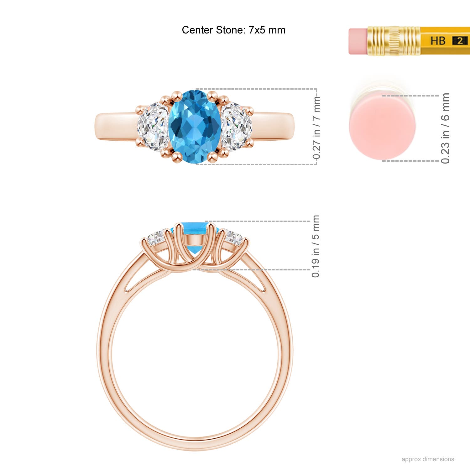 AAA - Swiss Blue Topaz / 1.27 CT / 14 KT Rose Gold