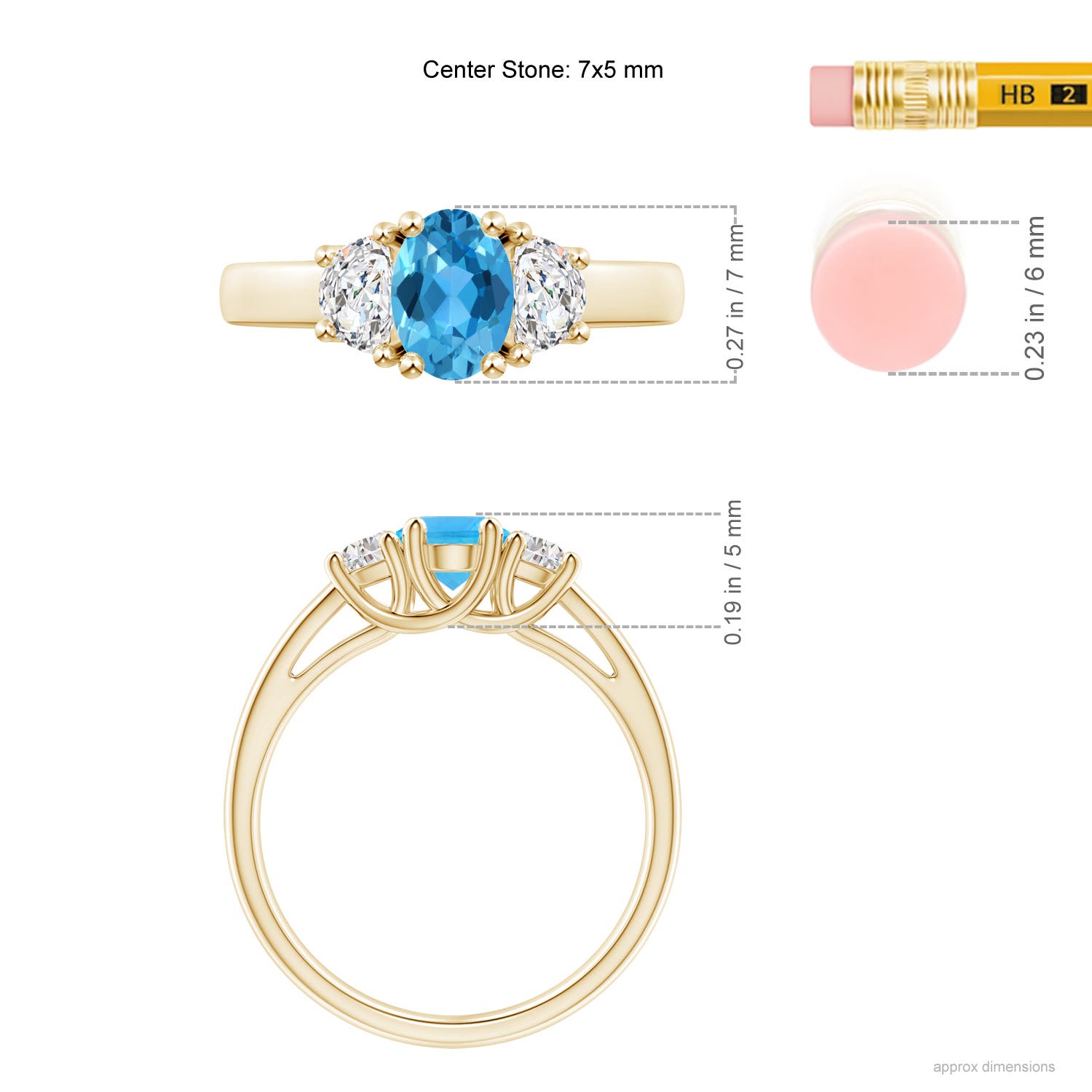 AAA - Swiss Blue Topaz / 1.27 CT / 14 KT Yellow Gold