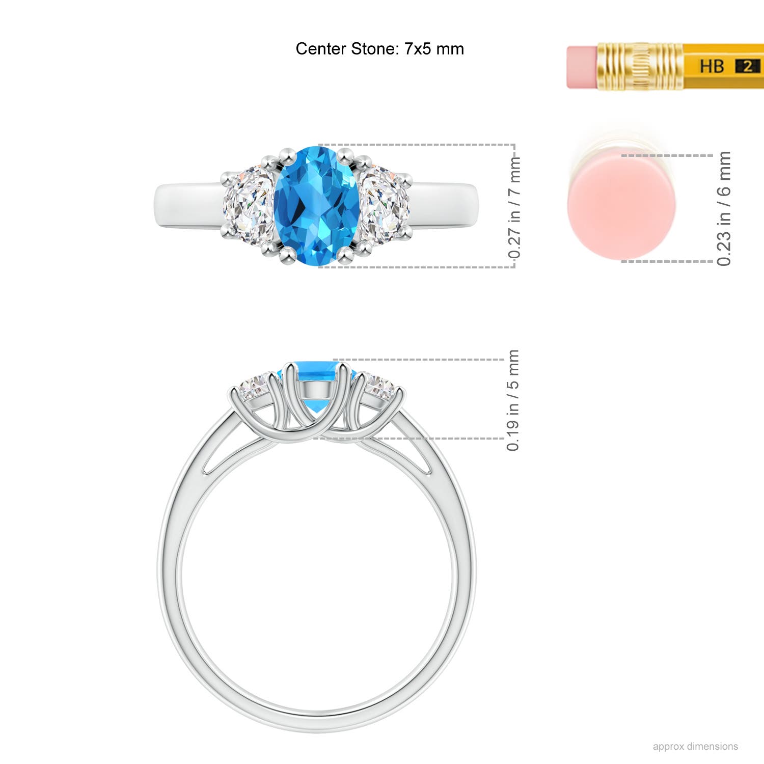 AAAA - Swiss Blue Topaz / 1.27 CT / 14 KT White Gold