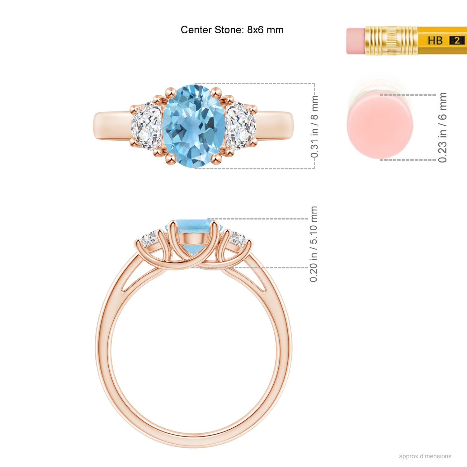 A - Swiss Blue Topaz / 1.82 CT / 14 KT Rose Gold