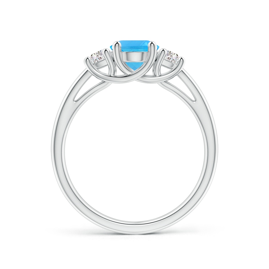 8x6mm AAA Three Stone Oval Swiss Blue Topaz and Half Moon Diamond Ring in White Gold side-1