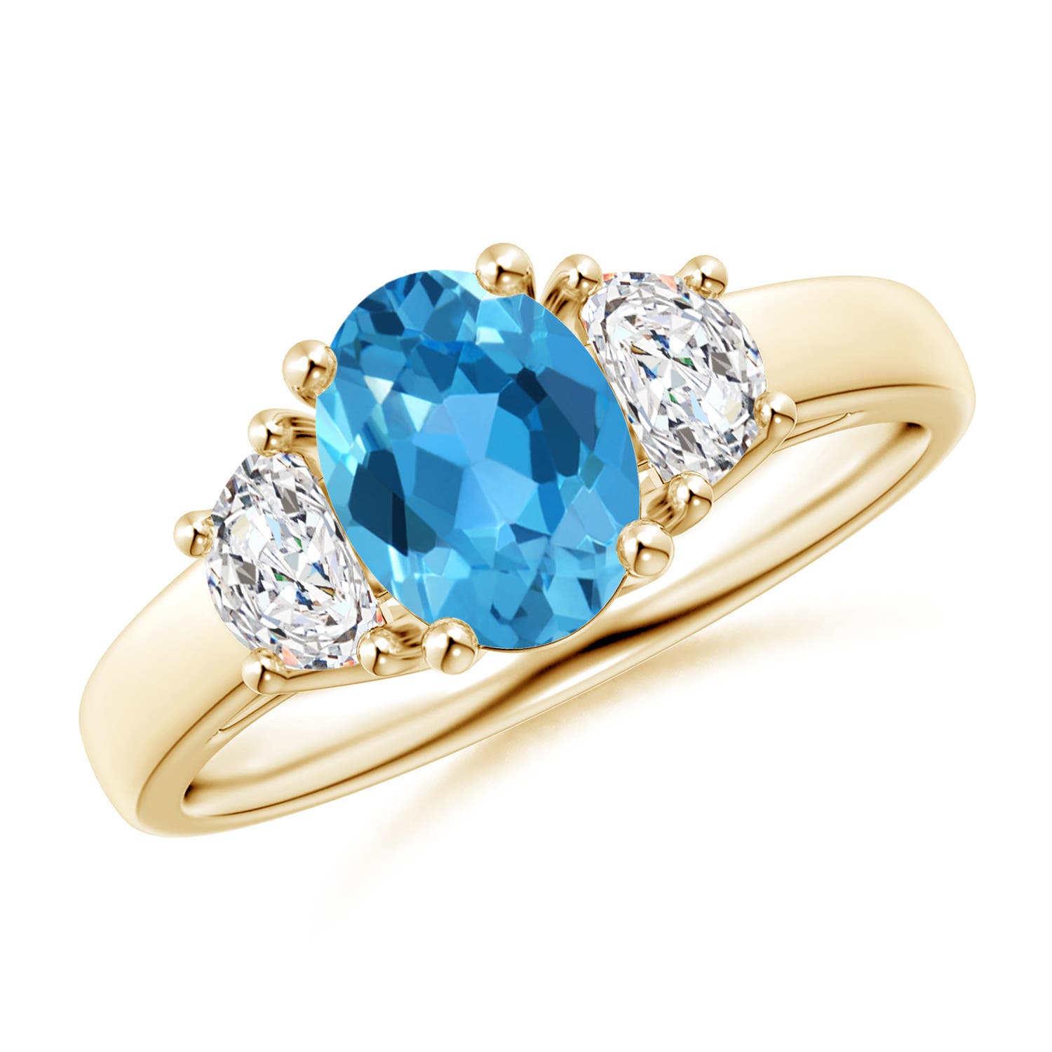 AAA - Swiss Blue Topaz / 1.82 CT / 14 KT Yellow Gold