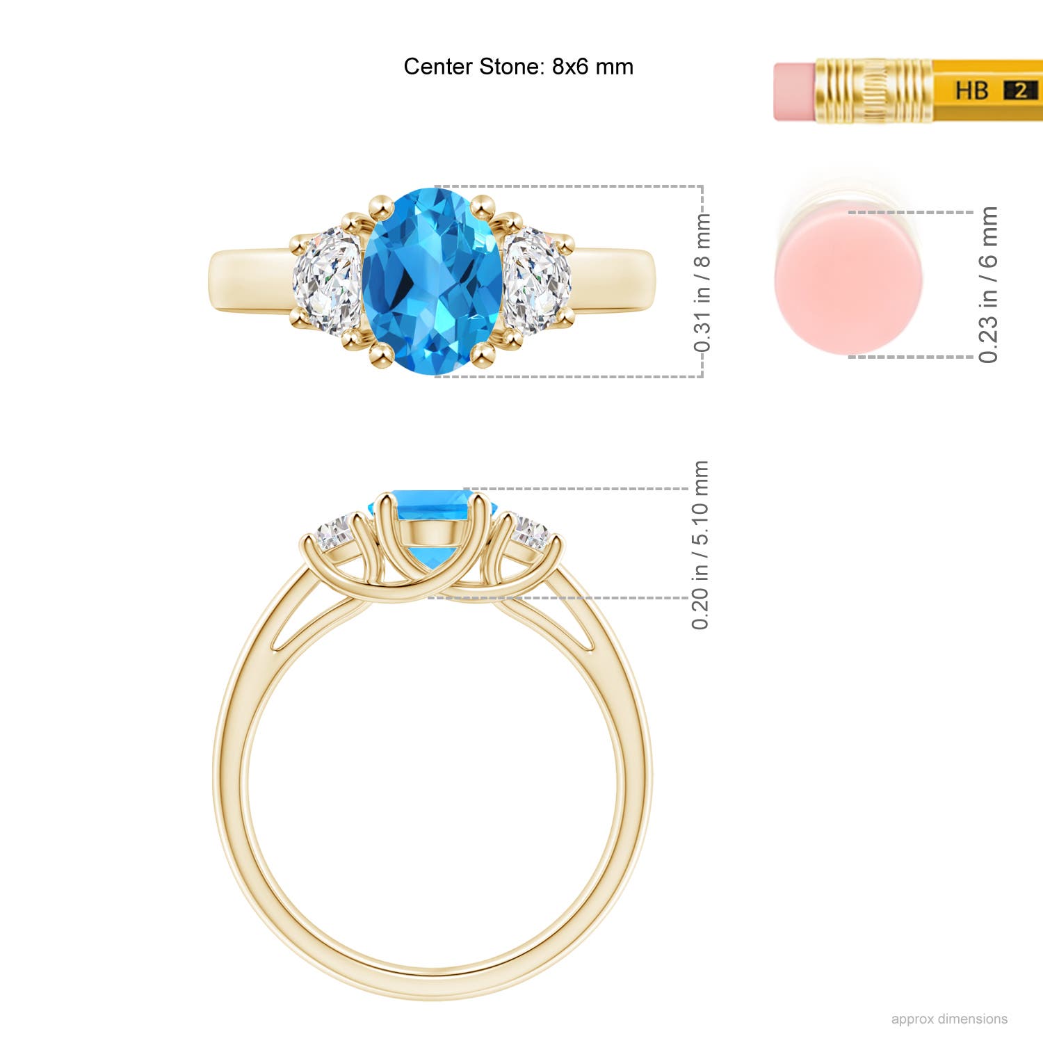 AAAA - Swiss Blue Topaz / 1.82 CT / 14 KT Yellow Gold