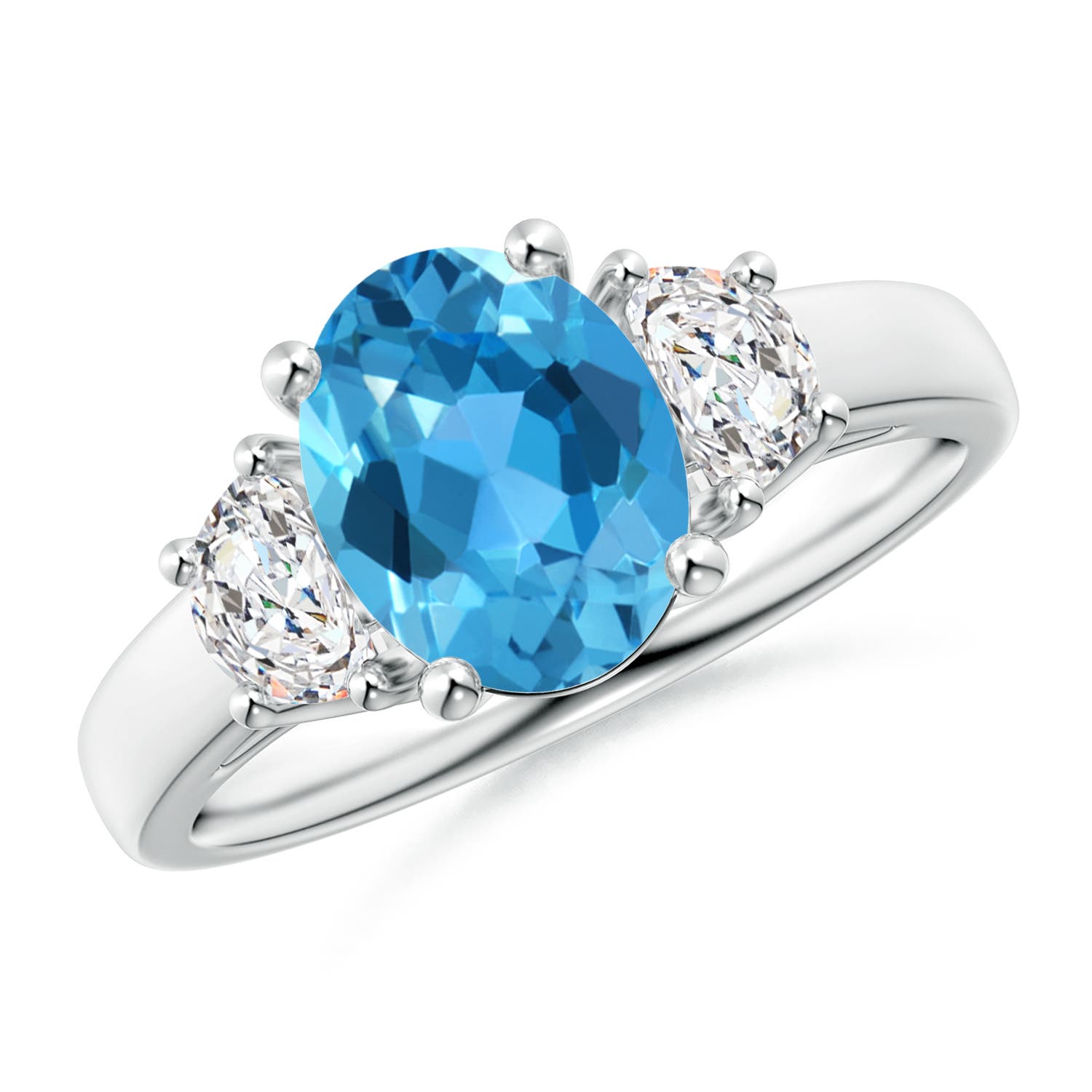 AAA - Swiss Blue Topaz / 2.57 CT / 14 KT White Gold