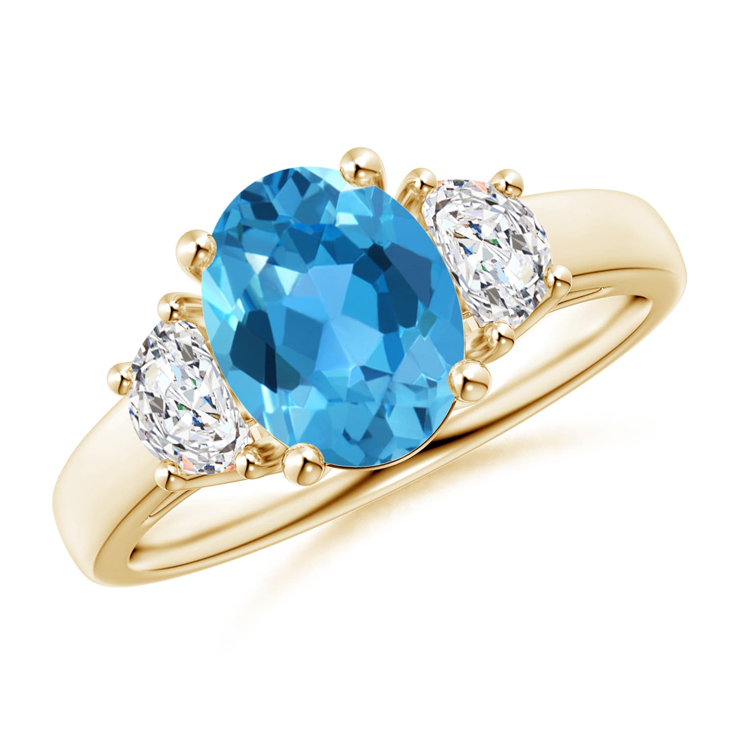 AAA - Swiss Blue Topaz / 2.57 CT / 14 KT Yellow Gold