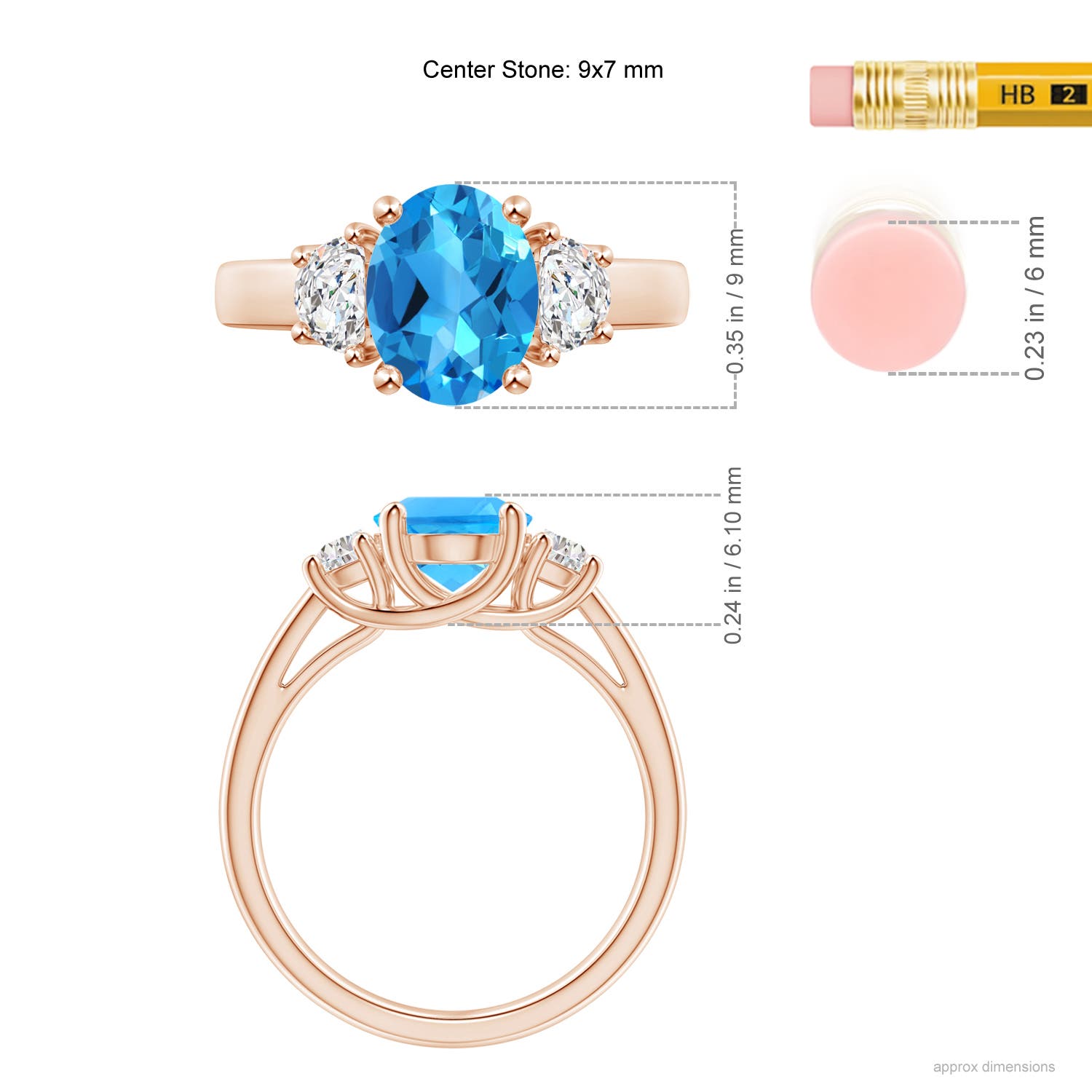 AAAA - Swiss Blue Topaz / 2.57 CT / 14 KT Rose Gold