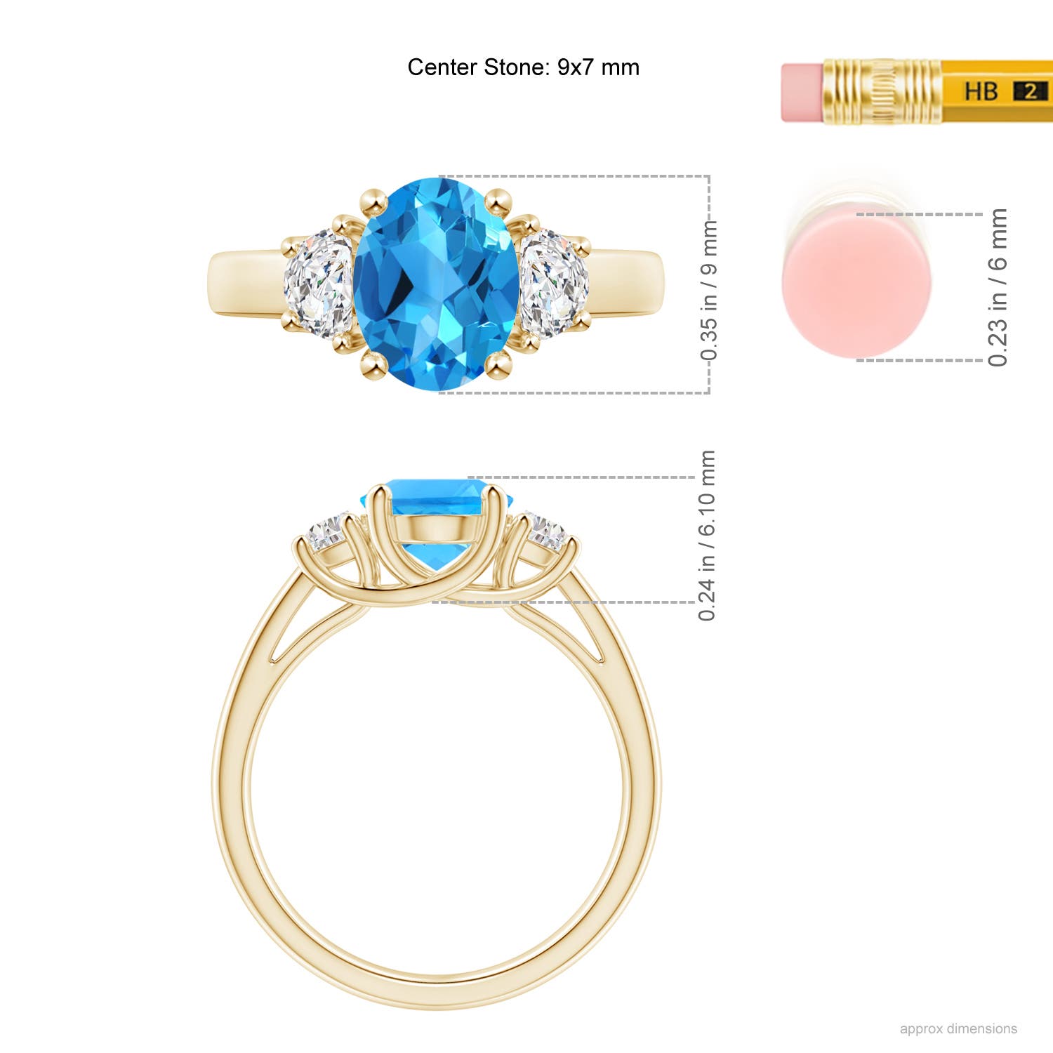 AAAA - Swiss Blue Topaz / 2.57 CT / 14 KT Yellow Gold