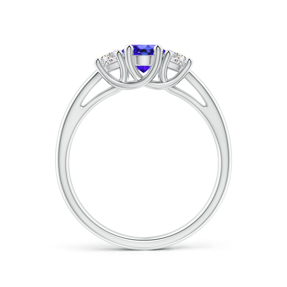 7x5mm AAA Three Stone Oval Tanzanite and Half Moon Diamond Ring in White Gold side-1