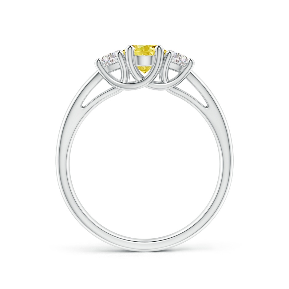7x5mm AAAA Three Stone Oval Fancy Intense Yellow and Half Moon White Diamond Ring in S999 Silver side 199
