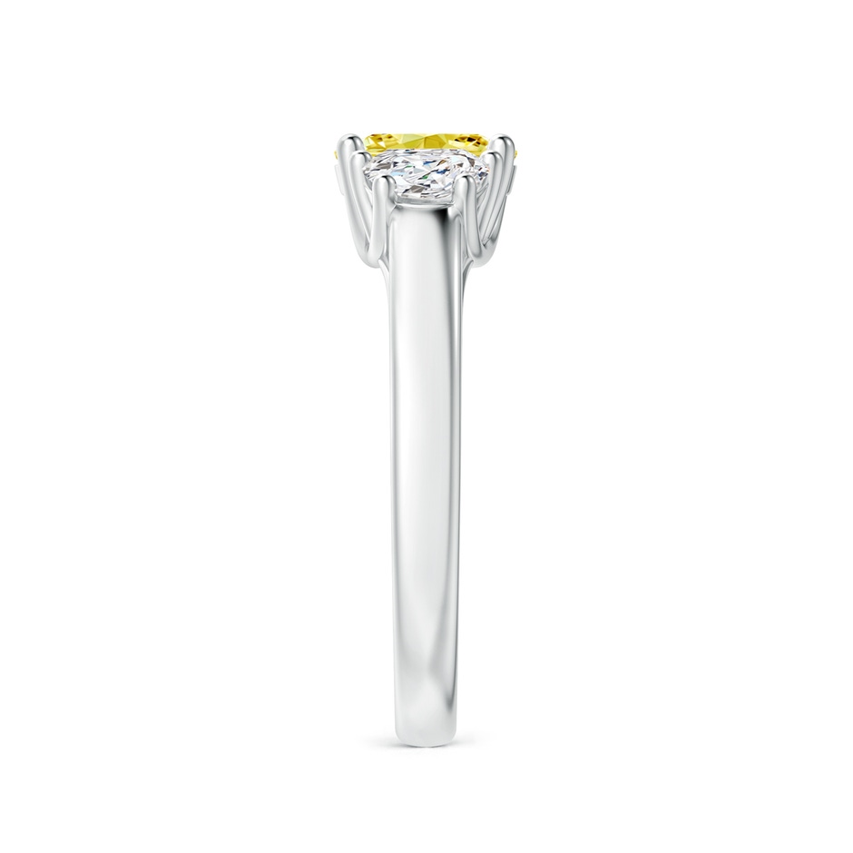 7x5mm AAAA Three Stone Oval Fancy Intense Yellow and Half Moon White Diamond Ring in S999 Silver side 299