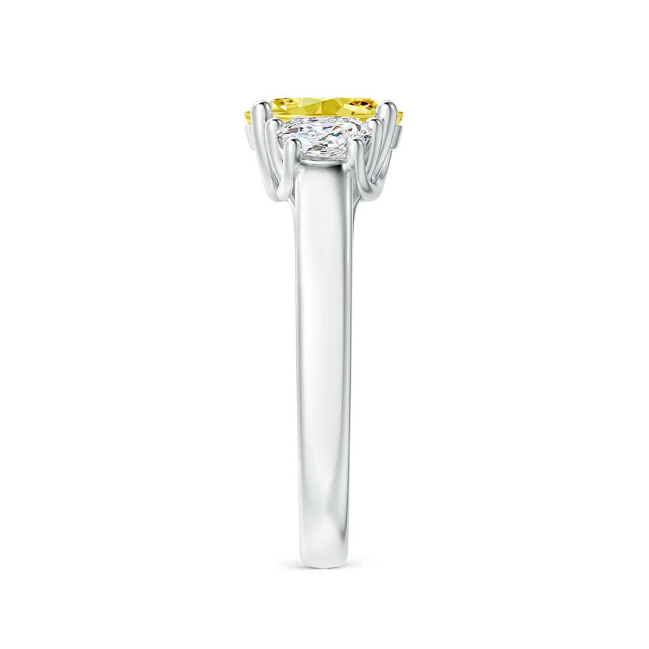 8x6mm AAAA Three Stone Oval Fancy Intense Yellow and Half Moon White Diamond Ring in S999 Silver side 299