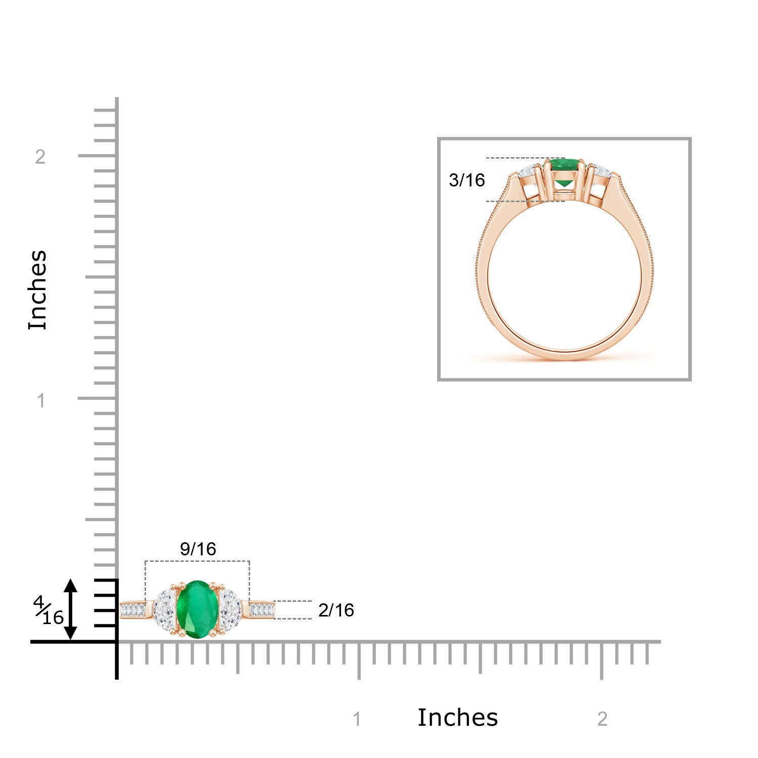 A - Emerald / 1.33 CT / 14 KT Rose Gold