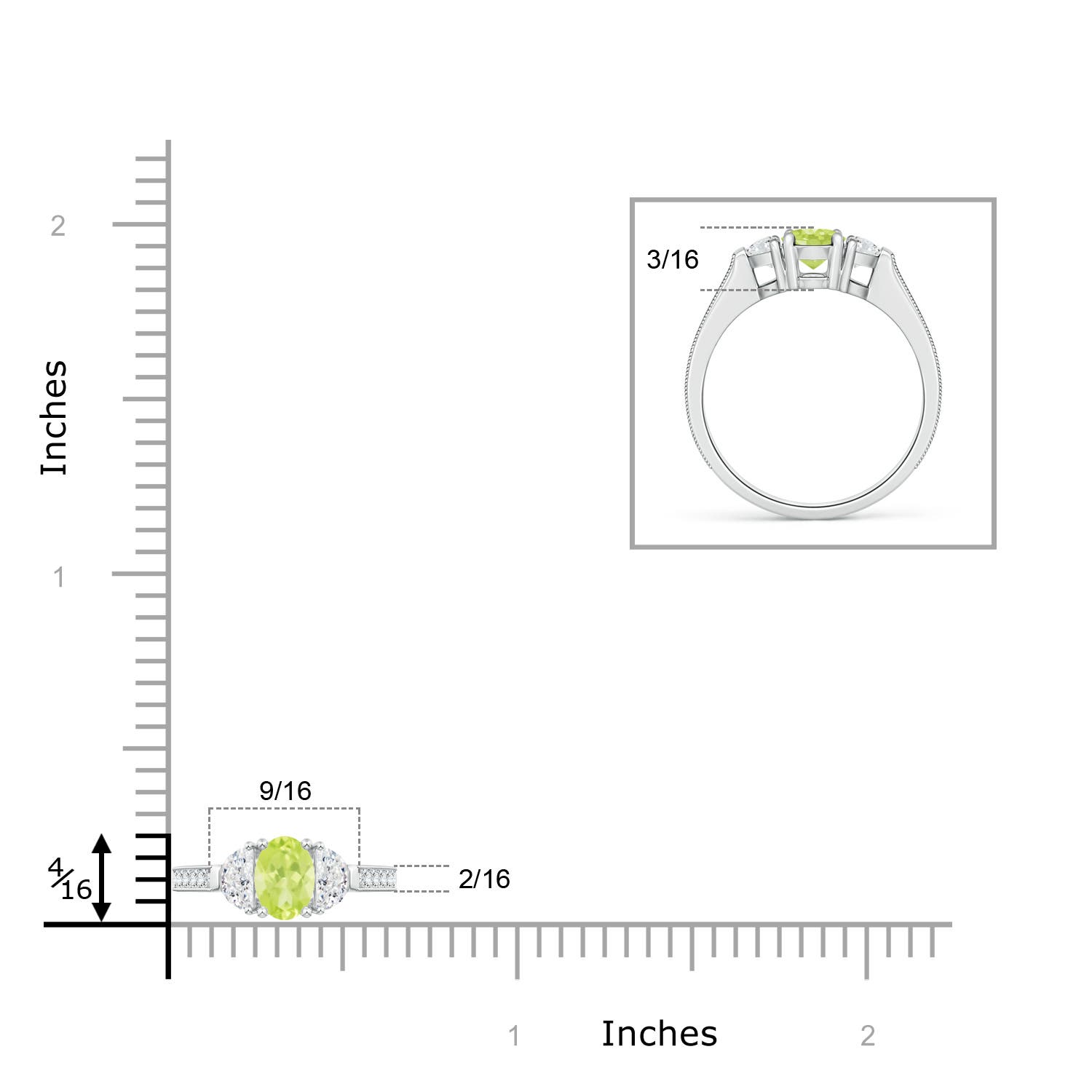 A - Peridot / 1.52 CT / 14 KT White Gold