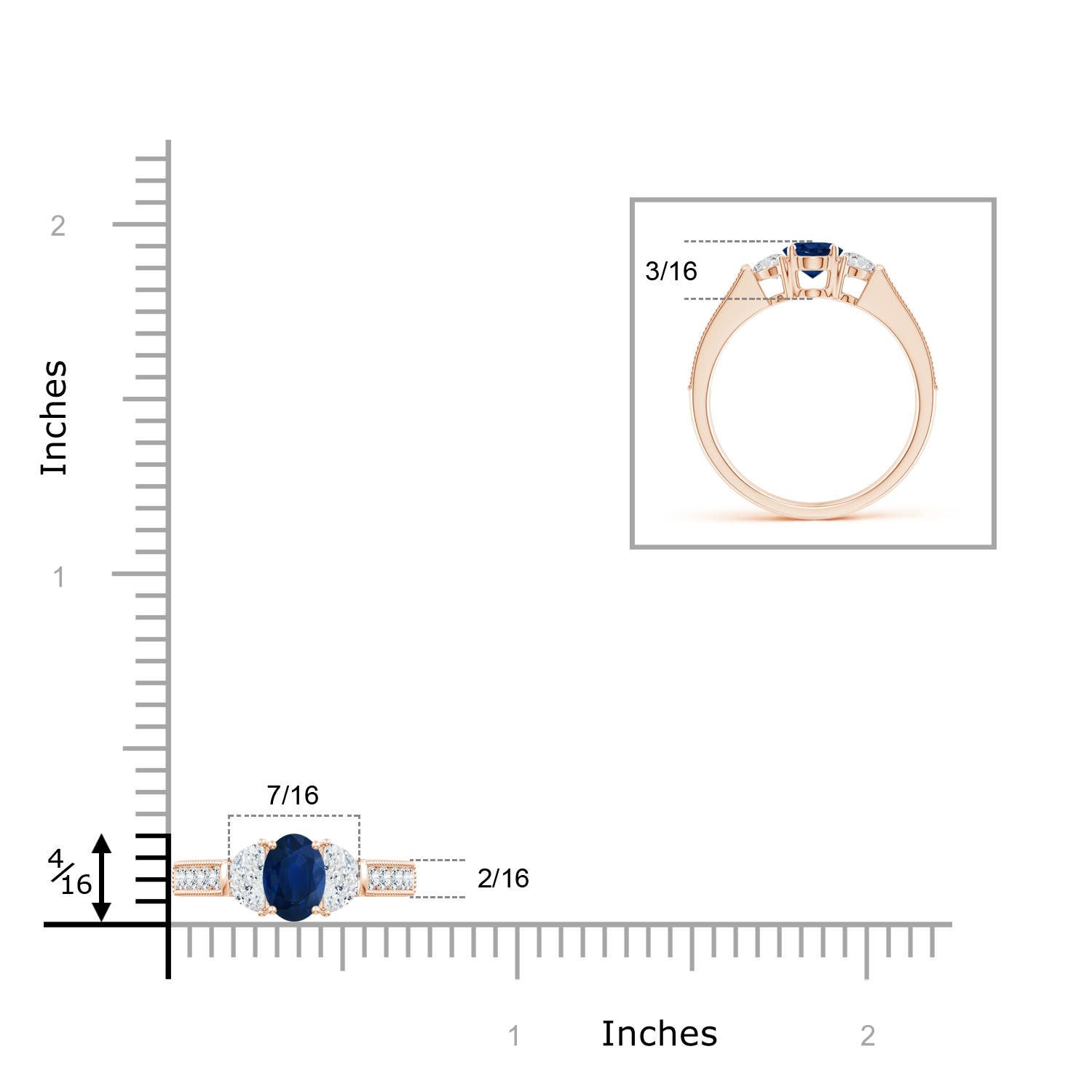 AA - Blue Sapphire / 1.52 CT / 14 KT Rose Gold