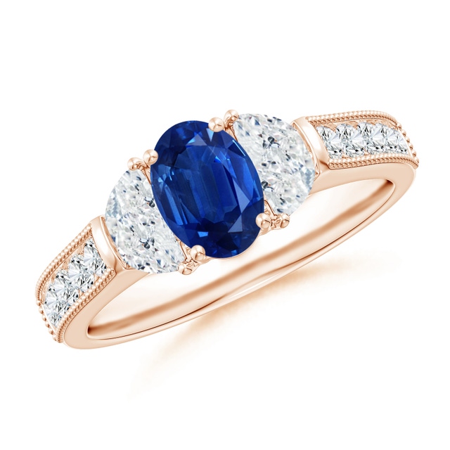 Square Sapphire and Princess Diamond Three Stone Ring | Angara
