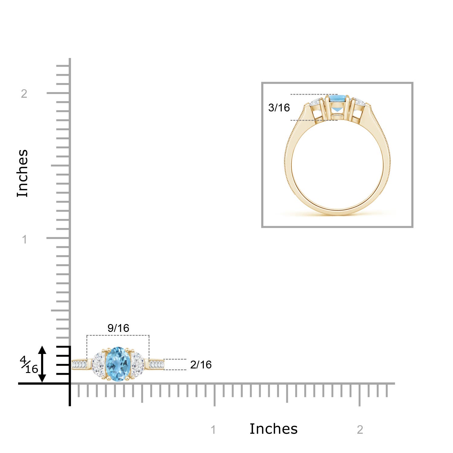 A - Swiss Blue Topaz / 1.62 CT / 14 KT Yellow Gold