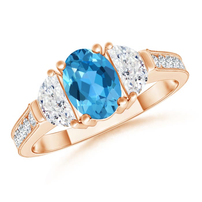 AAA - Swiss Blue Topaz / 1.62 CT / 14 KT Rose Gold