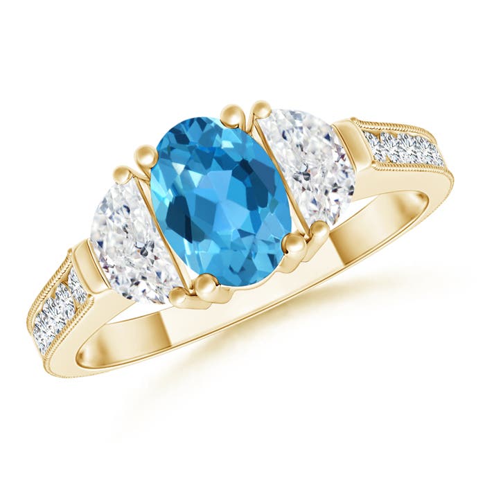 AAA - Swiss Blue Topaz / 1.62 CT / 14 KT Yellow Gold