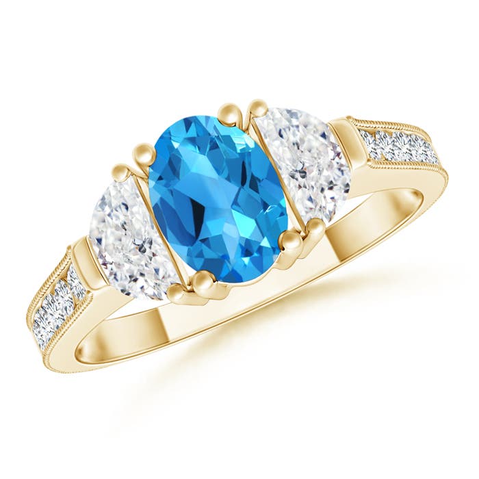 AAAA - Swiss Blue Topaz / 1.62 CT / 14 KT Yellow Gold