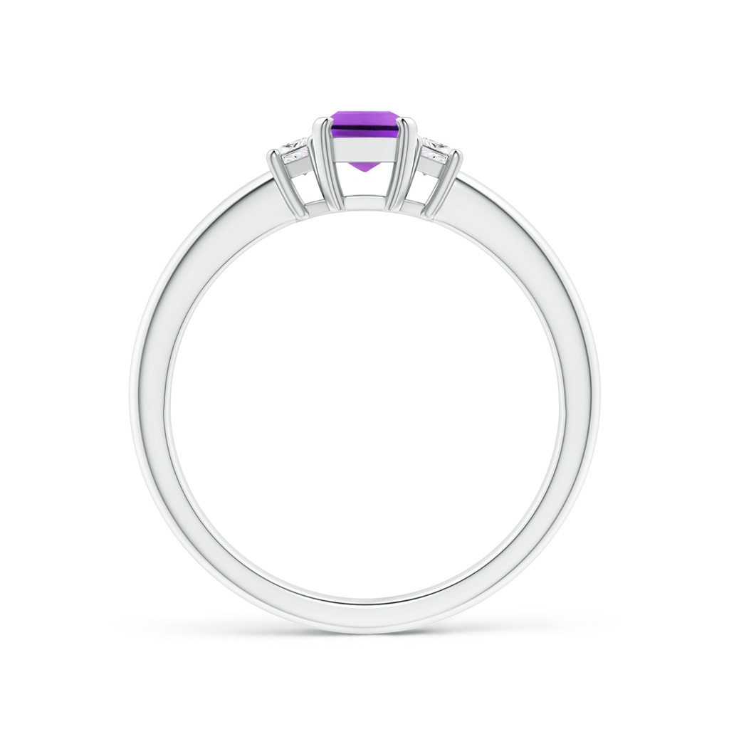 6x4mm AAA Amethyst and Diamond Three Stone Ring in White Gold Side 1