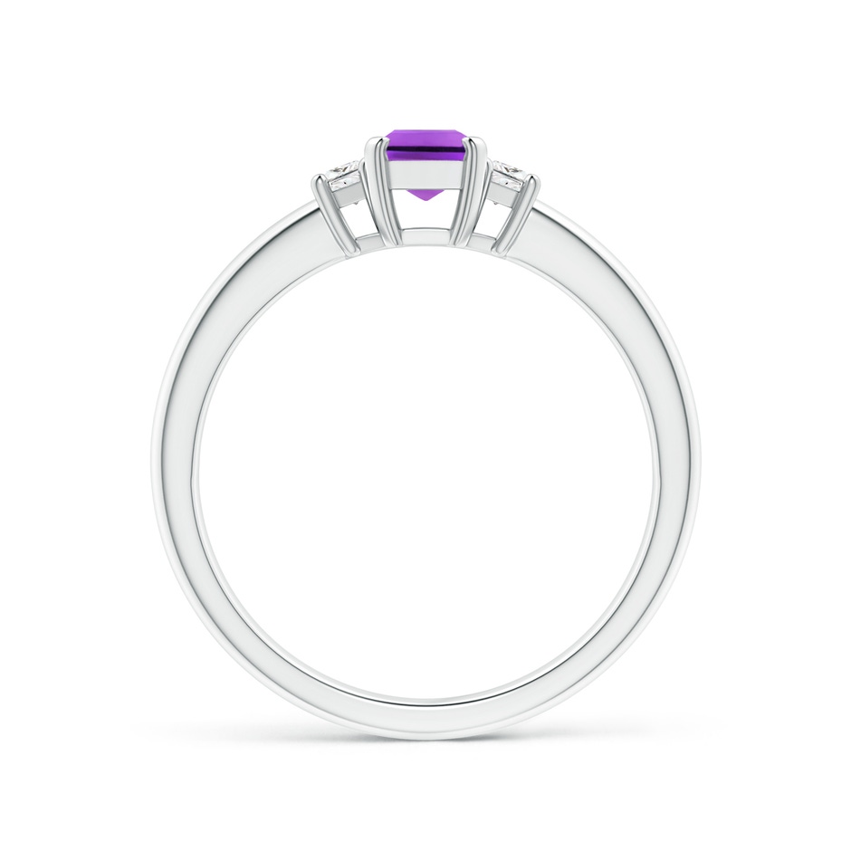 6x4mm AAA Amethyst and Diamond Three Stone Ring in White Gold side 1