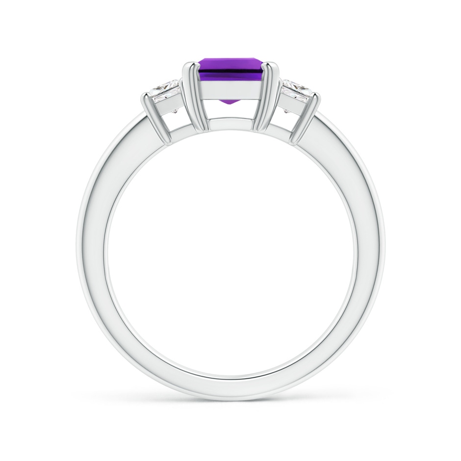 8x6mm AAAA Amethyst and Diamond Three Stone Ring in P950 Platinum side 1