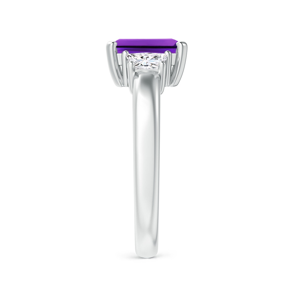 8x6mm AAAA Amethyst and Diamond Three Stone Ring in P950 Platinum side 2