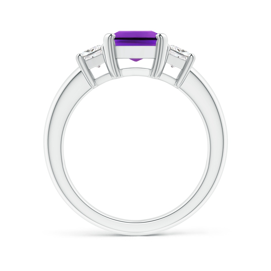 9x7mm AAAA Amethyst and Diamond Three Stone Ring in P950 Platinum side 1
