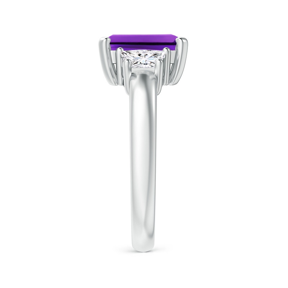 9x7mm AAAA Amethyst and Diamond Three Stone Ring in P950 Platinum side 2