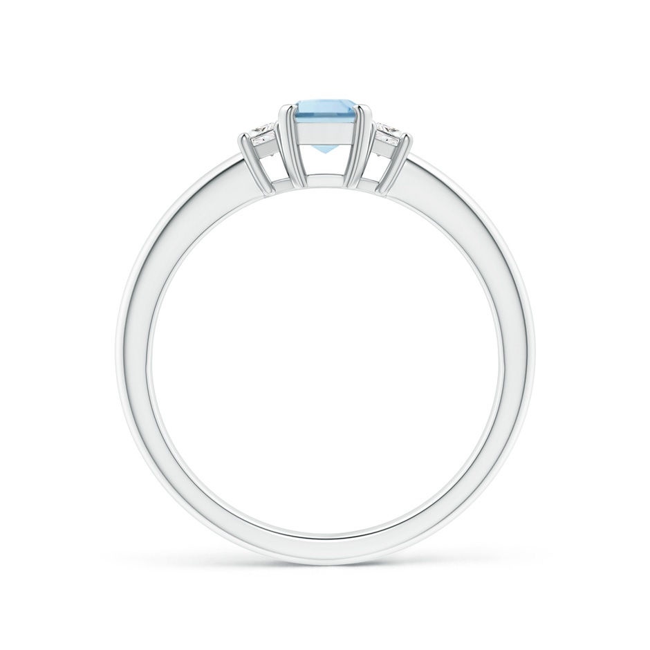 6x4mm AA Aquamarine and Diamond Three Stone Ring in White Gold side 1