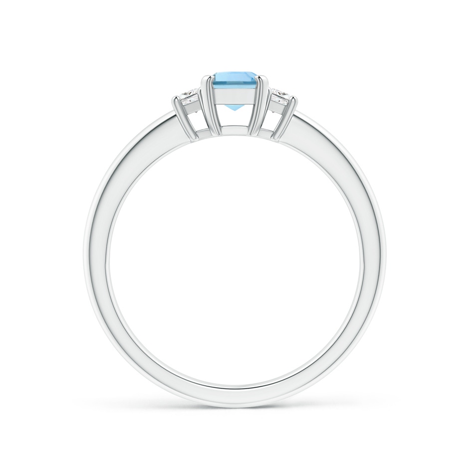 6x4mm AAA Aquamarine and Diamond Three Stone Ring in White Gold side 1