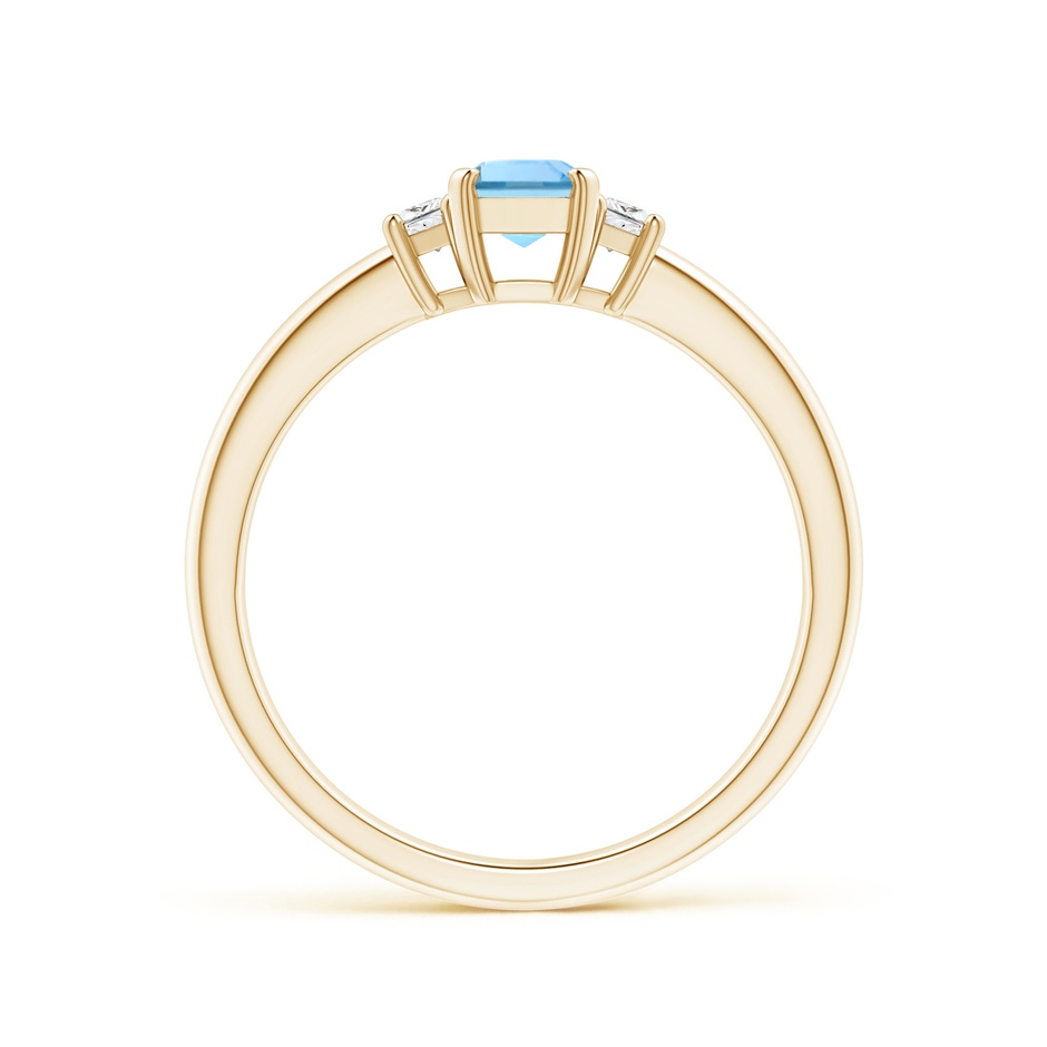 6x4mm AAAA Aquamarine and Diamond Three Stone Ring in Yellow Gold side 1