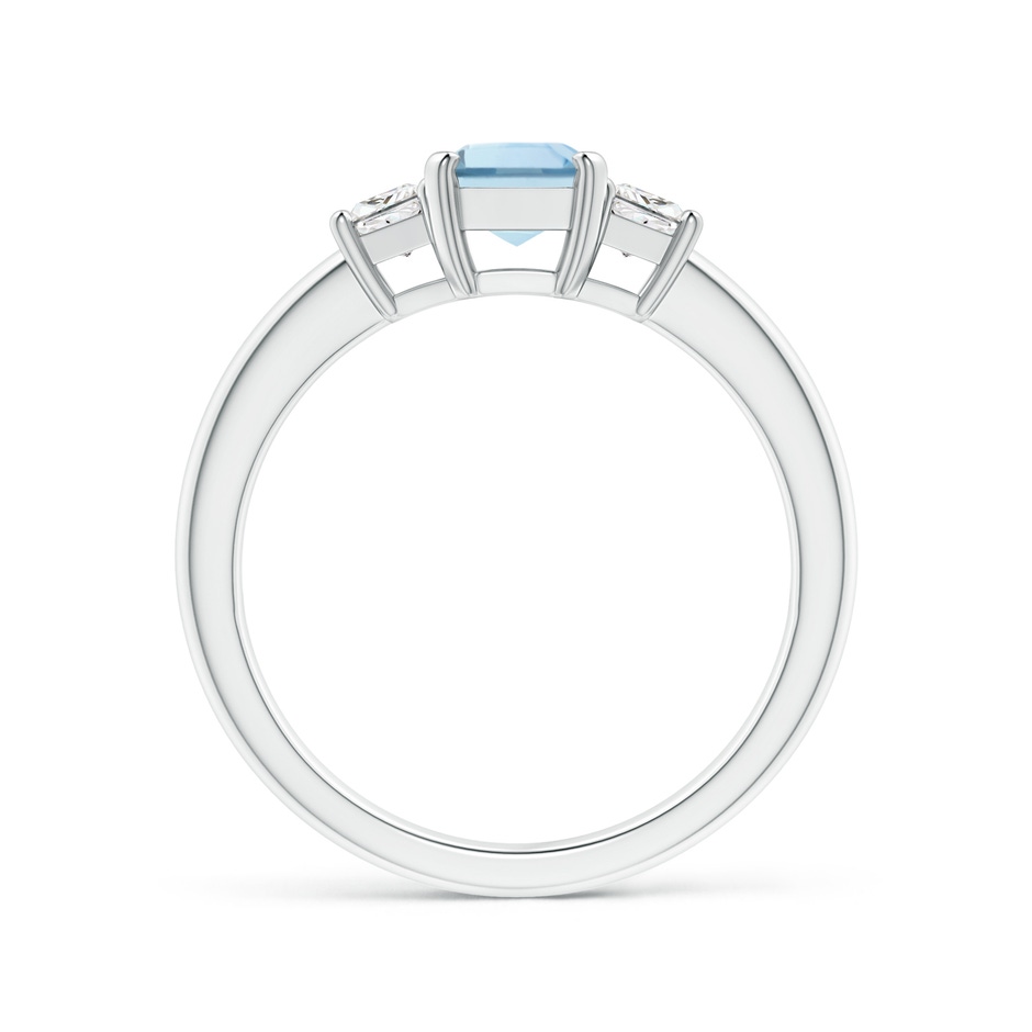 7x5mm AA Aquamarine and Diamond Three Stone Ring in White Gold side 1