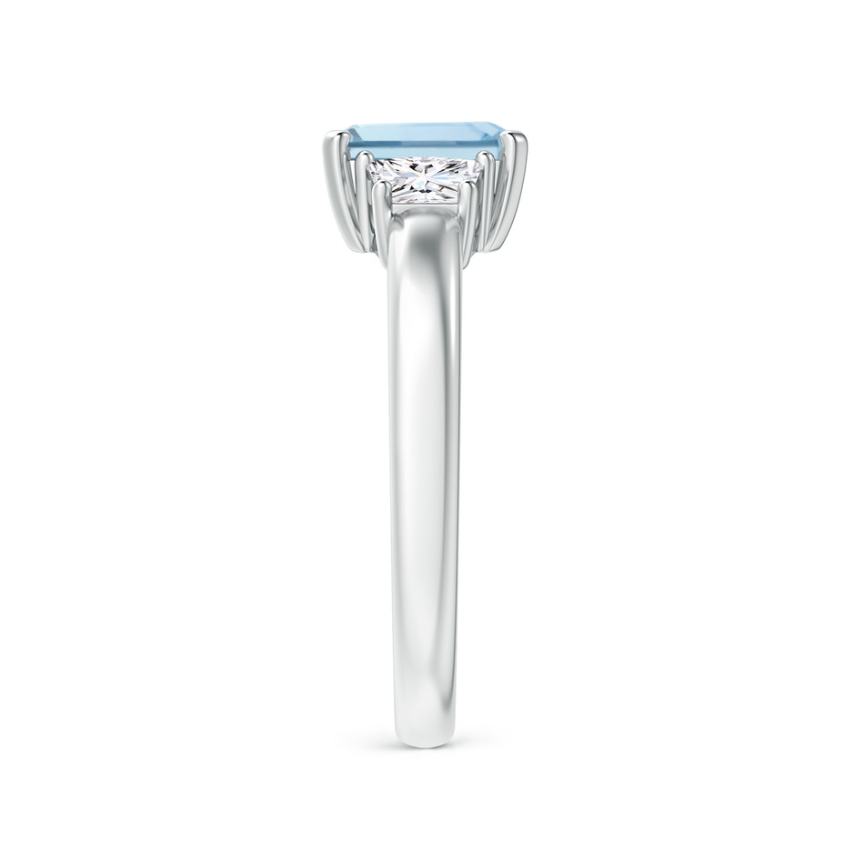 7x5mm AA Aquamarine and Diamond Three Stone Ring in White Gold side 2